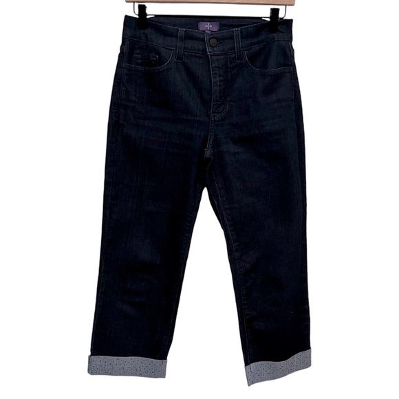 NYDJ Dark Wash Cuffed Jeweled Dark Wash Jeans Size 4 NWOT - Picture 1 of 12